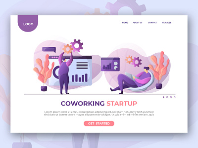 Illustration Landing Page Coworking