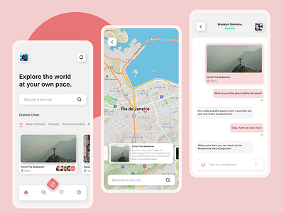 Horizon - Travel App adventure app design brazil chat city exploration explore figma flight minimal mobile tour travel trip ui travel