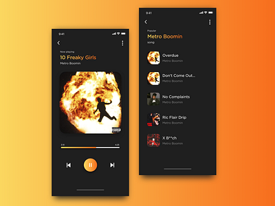 Hip hop-Music Design app artist design hip hop minimalism mobile music playlist rap ui ux