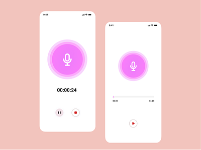 Voice Recorder ios media media player music player pause play stop timeline design timer ui ui ux voice call voice interface voice recognition