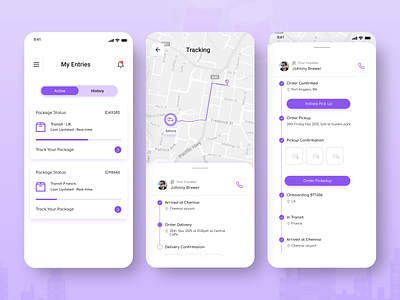Tracking App app design card delivery app ios list location location tracking map mobile app mobile ui order delivery order tracking app parcel delivery shipment shipment tracking tracking app travelling treinetic uiux ui ux