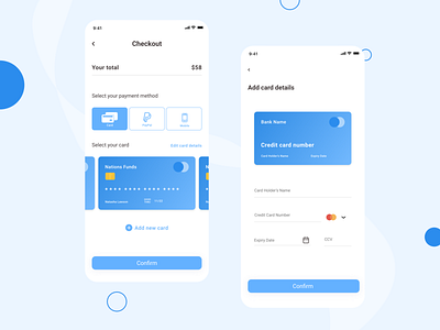 Checkout page (Daily UI Challenge) 2022dailyui add card app banking app card checkout creditcard finance ios mobile ui myui2022 online banking payment payment methods ui ux