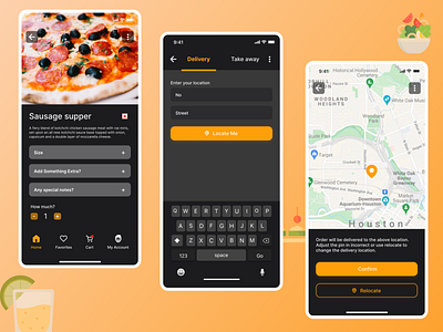 Pizza app dailyuichallenge2022 delivery food food app ios location map mobile app myuichallenge2022 order tracking pizza ui ui study