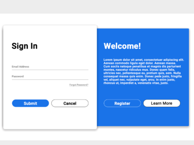 Login and register screen