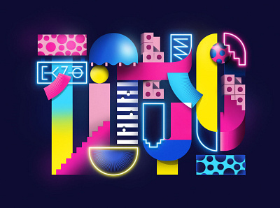 TOKYO Artwork geometric illustrated lettering illustrator lettering photoshop typography vector