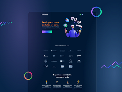 Gradient Play Landing page 3d branding gradient landing page logo typography ui