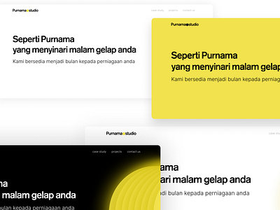 Purnama Studio hero section branding design landing page logo typography ui ux