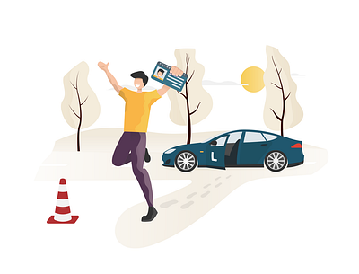 SAAS Illustrations for Driving School App character design driving license driving school flat design illustration man saas app vector