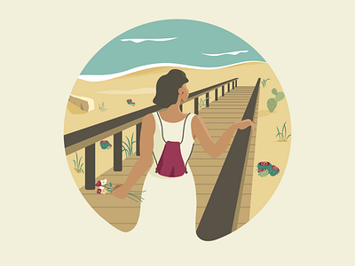 Voyage beach flat design girl illustration summer vacation vector voyage walk woman