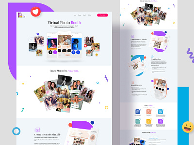 Virtual Photo Booth Landing Page business colorful creative minimal photobooth photograhy typogaphy