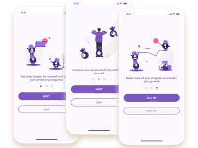Onboarding Pages for Productivity App app design productivity ui
