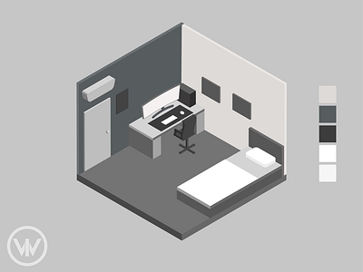 Minimalist Isometric Room Design.