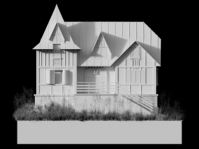 Black and white render 3d architecture blender cycle render design illustration isometric low poly photoshop