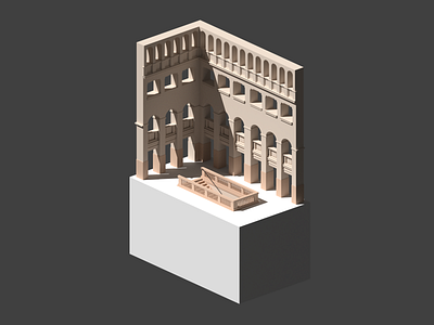 Tribute to Peter Behrens: NAG Fabrik architecture blender cycle render illustration low poly