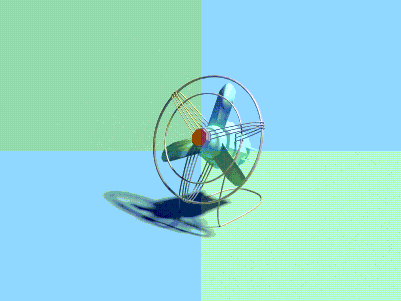 60's Cooling Fan 60s animation blender coolingfan cycle render design italy low poly madeinitaly motion orthographic vintage