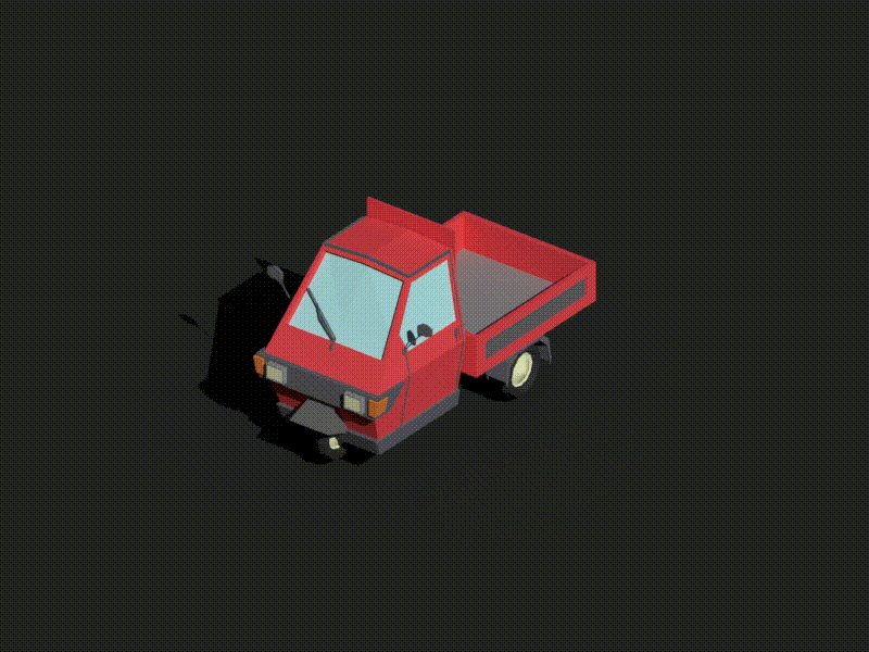 Low poly Apecar! 3d apecar blender car cyclesrender design isometric italy lowpoly madeinitaly motion motion animation piaggio red