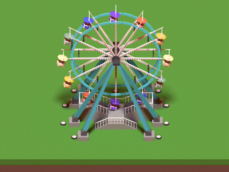 Low poly Ferris Wheel - Animation animation blender ferris wheel festival lego low poly motion retro vintage