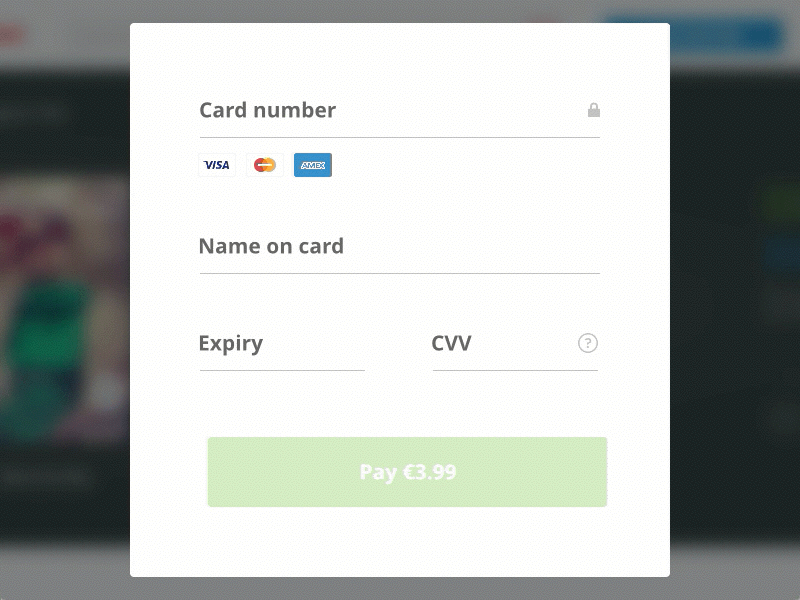 Daily UI #002 - Credit Card Payment animation card creditcard dailyui form interaction microinteraction payment principle process ui ux