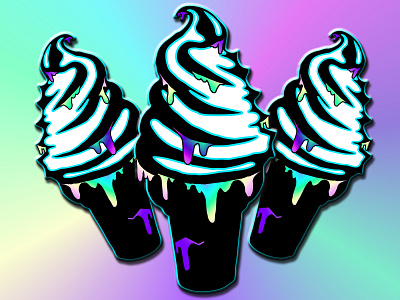 Soft Serve Party design graphic design illustration rainbow soft serve vector