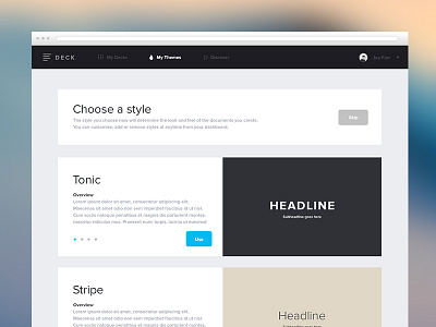 Choose A Style deck interface style ui website