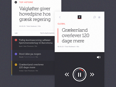 Danish news app android app audio interface ios media news play product ui