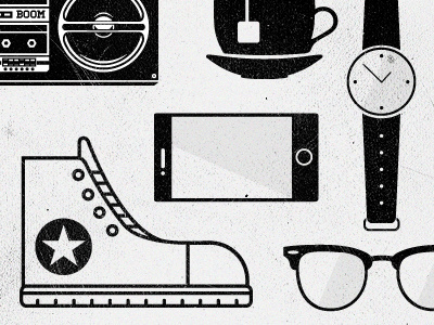 More WTF! icons art boombox bw converse cup drawing glasses grunge identity illustration iphone mug personal branding rayban scratch shoe stereo summer sunglasses tea texture time trainer watch