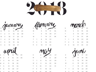 12 Month Calendar 2018