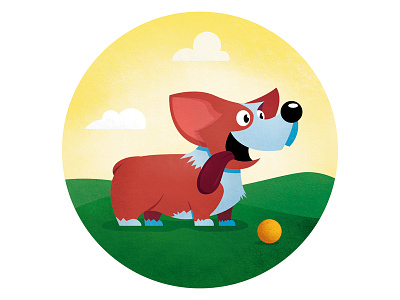 Agnes the Corgi ball corgi dog doggy doodle illustration kinda vector textures vector