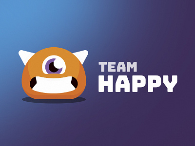 Team Happy Branding blob brand cool cute cyclops gradient horns monster orange