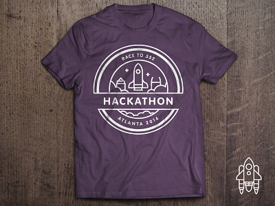 Atlanta Hackathon Shirt Design atlanta circle clouds monoline rocketship shirt space stars t shirt