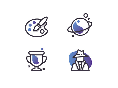 Some Good Ole' Resume Icons agent award cup gradient paint brush palette planet resume science trophy