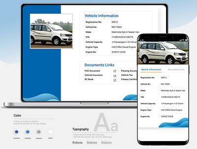 Vehicle Details app mockup design template design ui uxdesign webuiuxdesign