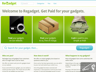 Regadget blue green illustration website white