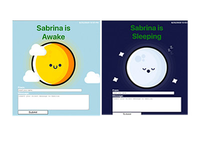 Sabrina Awake or Asleep? Notification app design family ui website design