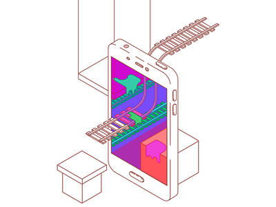 isometric phone app design flat illustration vector