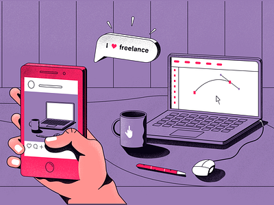 Freelance app design flat illustration vector
