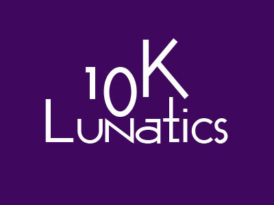 10k Lunatics 10k logo purple race run running white