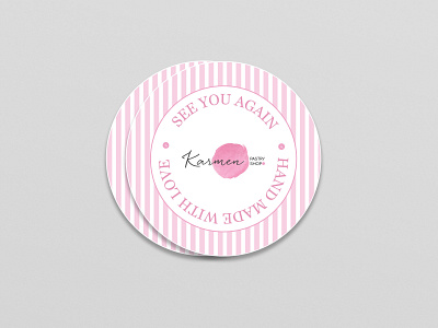 Pastry shop sticker brand identity branding design logo pink print sticker stripes typography