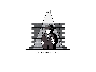 1941 - The Maltese Falcon character cinema design figure film flat illustration minimal movies vector