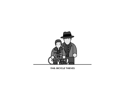 1948 - Bicycle Thieves character cinema design figure film flat illustration minimal movies vector