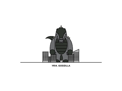 1954 - Godzilla character cinema design figure film flat illustration minimal movies vector