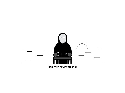 1958 - The Seventh Seal character cinema design figure film flat illustration minimal movies vector