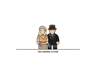 1967 - Bonnie & Clyde character cinema design figure film flat illustration minimal movies vector