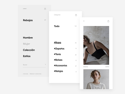 Coeur. Mobile UI e commerce fashion minimalist mobile shop ui