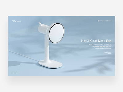 flo shop. Desktop experience UI blue clean fan fan deks minimalist shop ui web