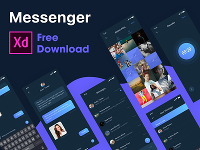 Messenger - Dark theme - Free Download android creative flat design fly hiring me ios onboarding splash ui design uiux