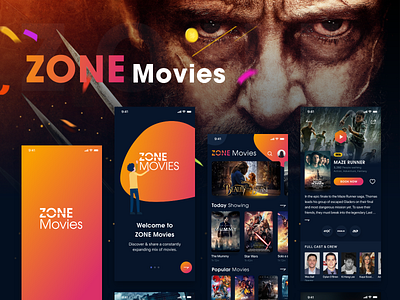 ZONE Movies - Dark mode - iOS UI KIT bitcoin chart dark theme film free download hiring me invite messenger movies music uiux