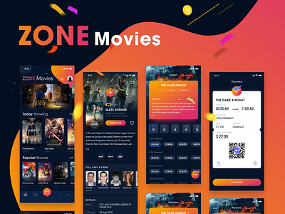 ZONE Movies - Dark mode - iOS UI KIT bitcoin chart dark theme film free download hiring me invite messenger movies music uiux