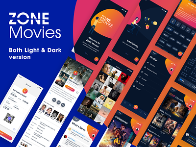ZONE Movies - Both Dark & Light version - iOS UI KIT android bitcoin chart chat creative dark theme dribbble invite film free download hiring me invite message messenger movies music uiux vietnam
