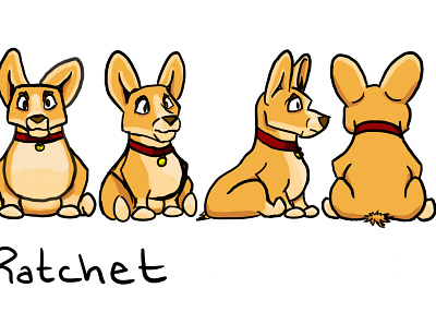 Ratchet 5 point turn animals cartoon character corgi illustration pets
